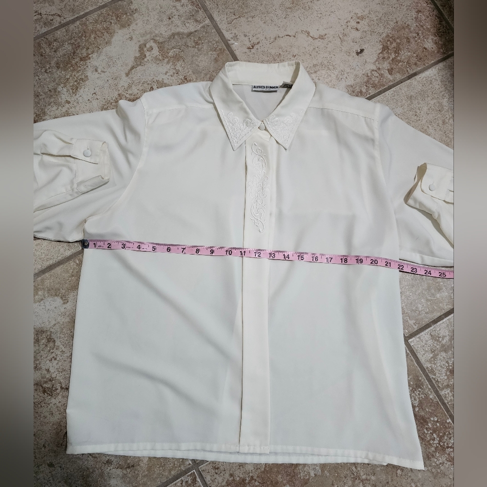 Alfred Dunner Women 16 Blouse White Embroidered Collared Vintage 80s Classic - Picture 6 of 8